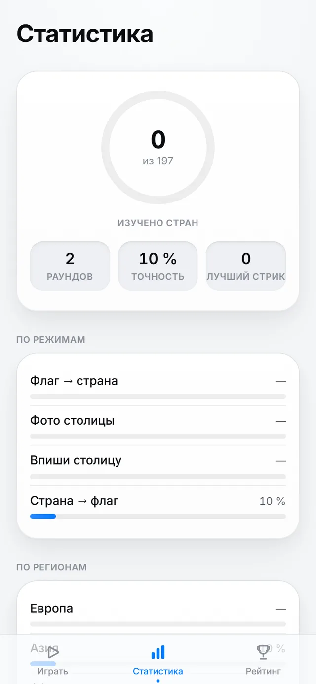 Экран статистики